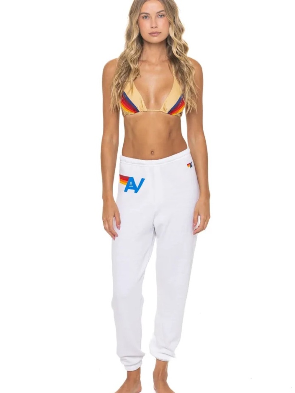 Aviator Nation LOGO SWEATPANTS - WHITE